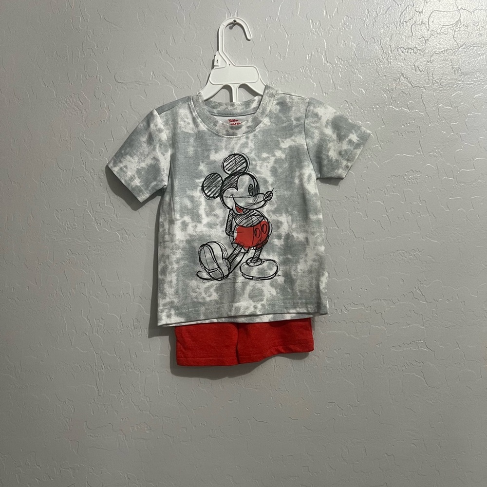 Mickey Mouse Tie-Dye T-Shirt and Peach Shorts Set size 2T